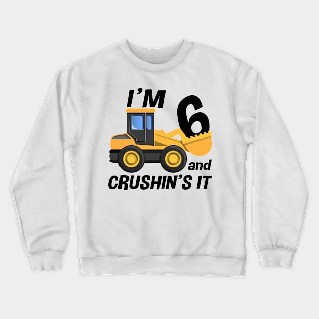 Kids Construction Truck 6th Birthday T Shirt Boy 6 Year Old Crewneck Sweatshirt by joneK